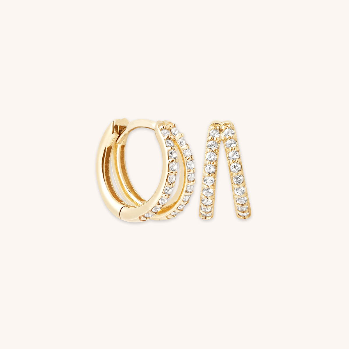 Huggie earrings with pavé diamonds in gold