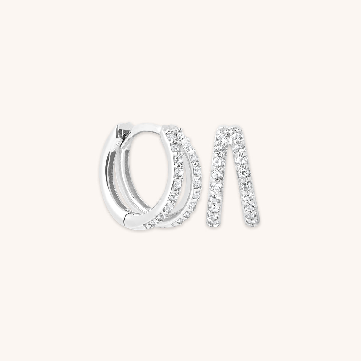 Huggie earrings with pavé diamonds in solid white gold