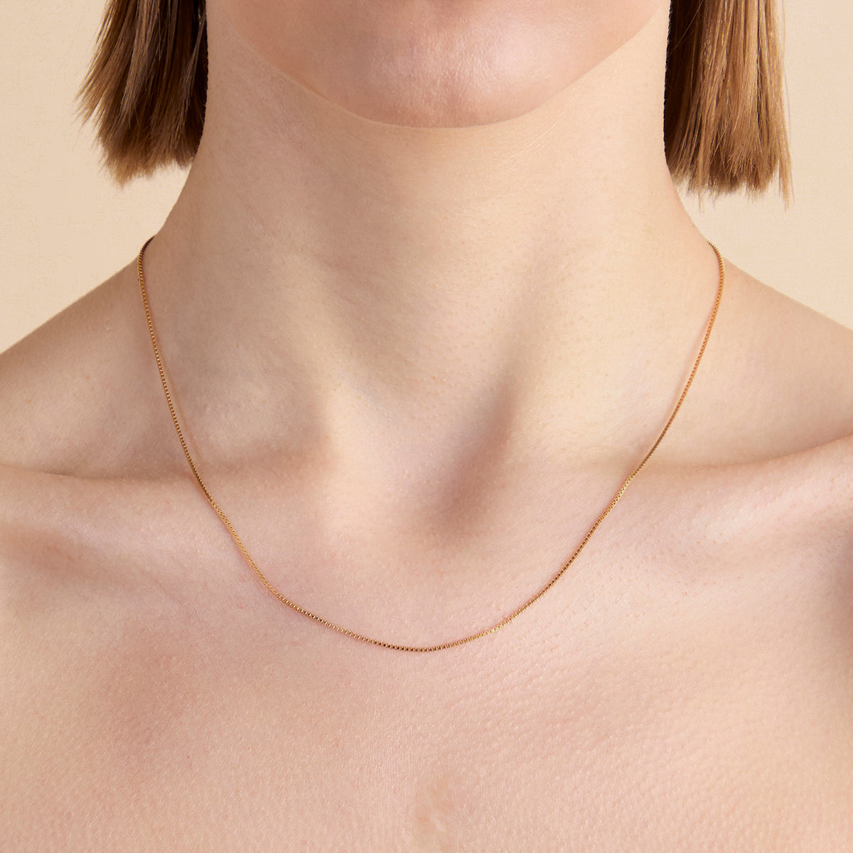 Gold-colored box chain necklace