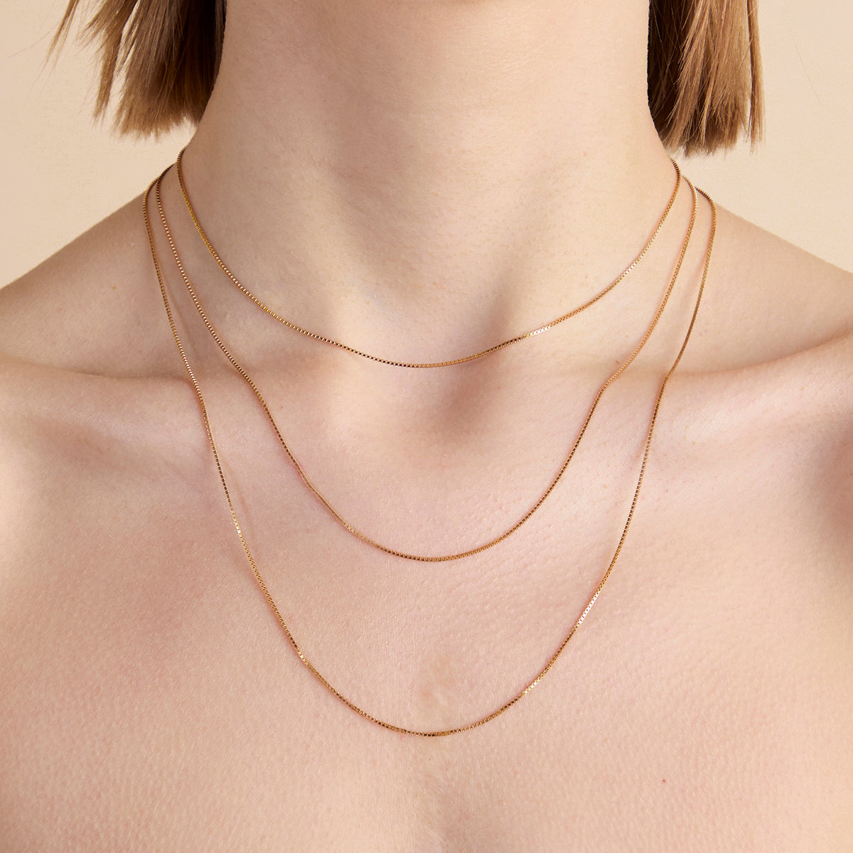 Gold-colored box chain necklace