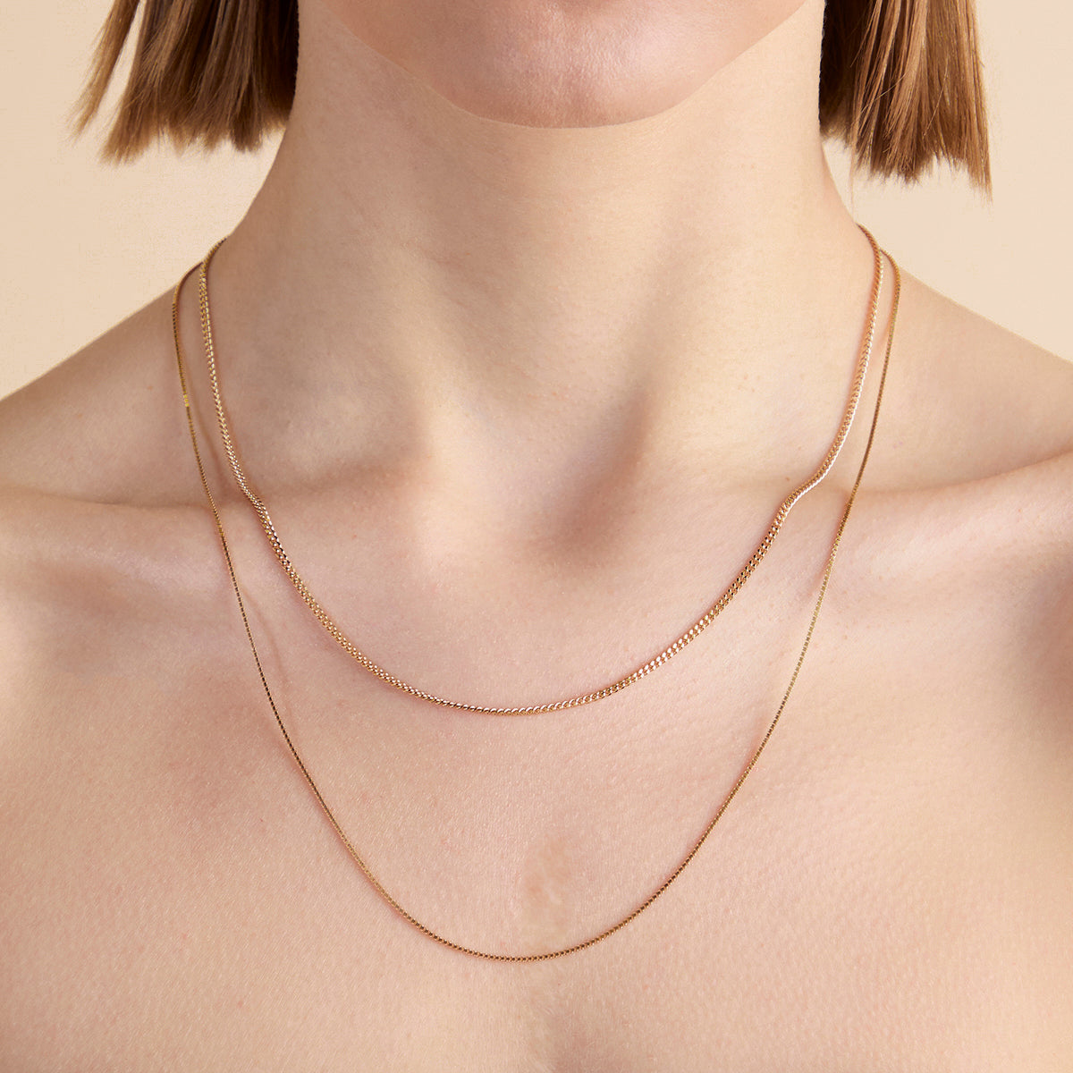 Gold-colored box chain necklace