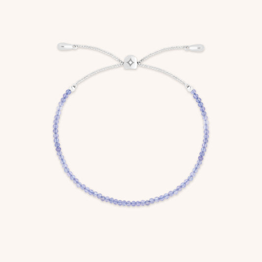 Tanzanite December Beaded Bracelet in Solid White Gold